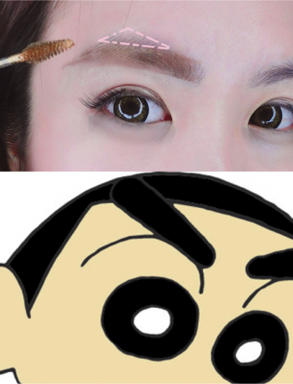 From top to bottom: an Ulzzang-style brows, and Crayon Shin Chan's (in)famous brows