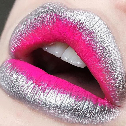 Ombre Lips Pink And Silver
