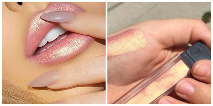 pink and gold lipstick