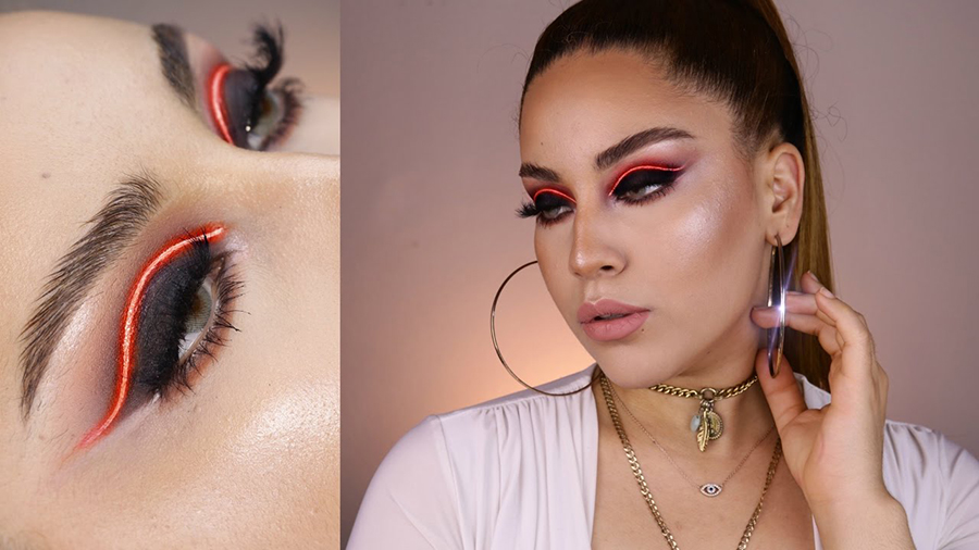 2017 beauty trends neon cut crease