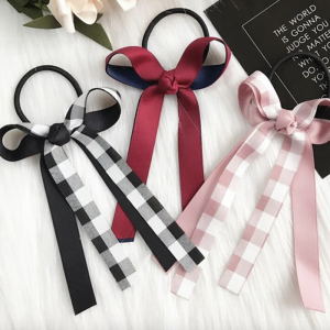 Bun Hairstyles Gingham Ribbon Hair Ties