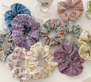 Bun Hairstyles Floral And Lattice Patterned Scrunchie