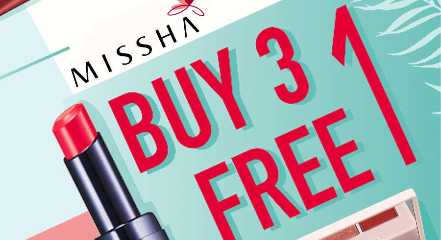 Buy 3 Get 1 Free at Missha stores!