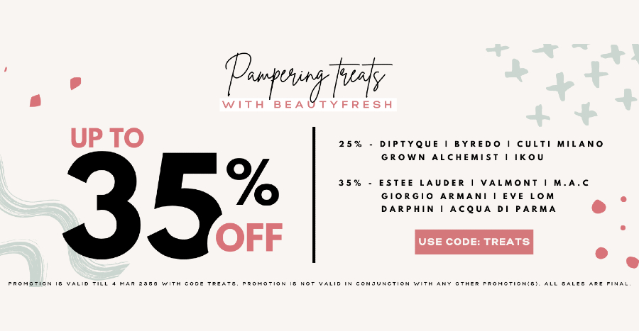 Get up to 35% off brands such as Estee Lauder, Eve Lom, Byredo and more!