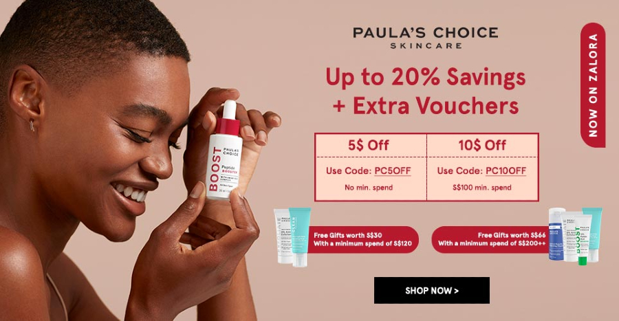 Enjoy up to 20% off on Paula’s Choice products on Zalora!