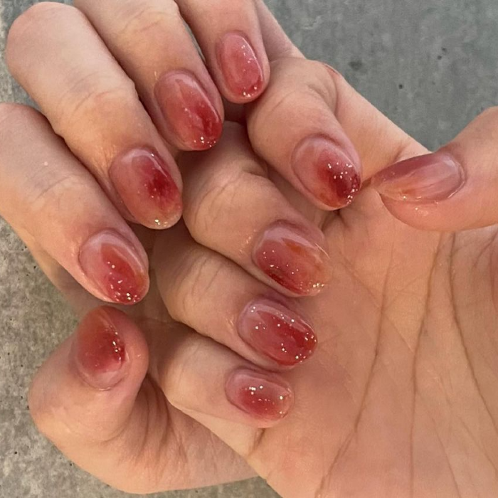 korean smudged gradient nail solid 2