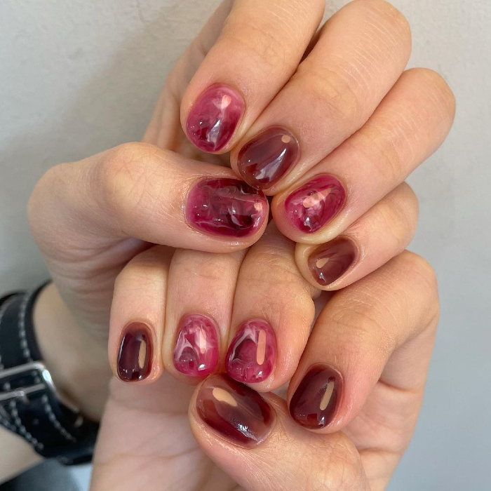 korean smudged gradient nail solid 4