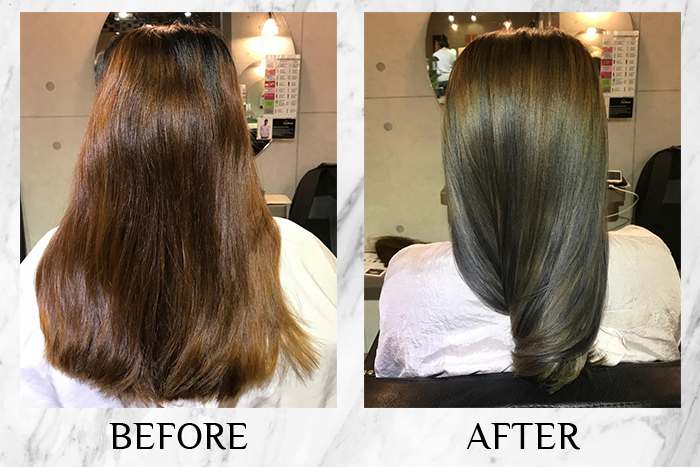 salonplus anti-frizz treatment before after