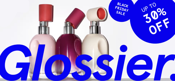 black friday cyber monday deals 2024 glossier banner
