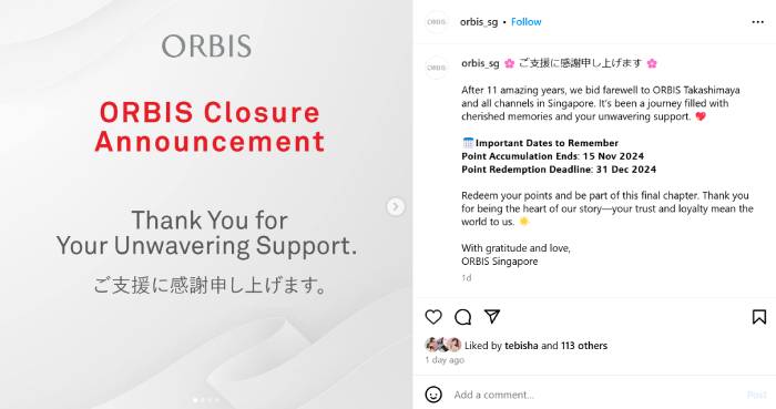 orbis leaves singapore