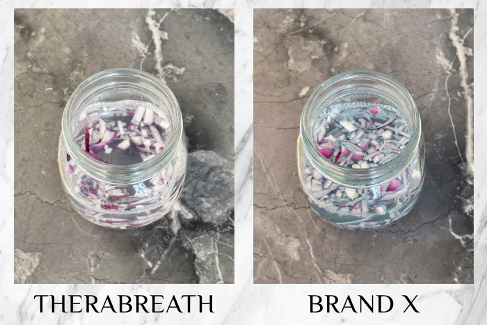 therabreath oral rinse onion test 2