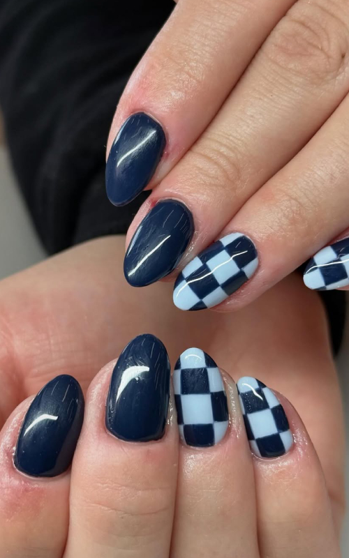 singapore national day manicure checkerboard