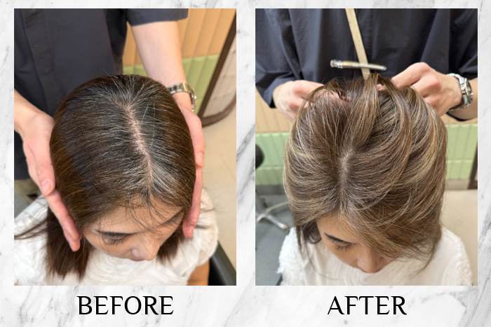 chez vous private space grey hair blending review peiwen2