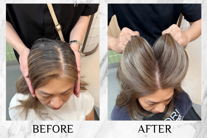 chez vous private space grey hair blending review ruby1