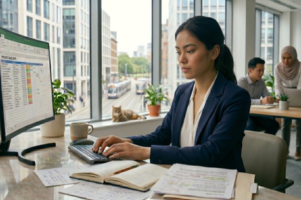 Girl working in office